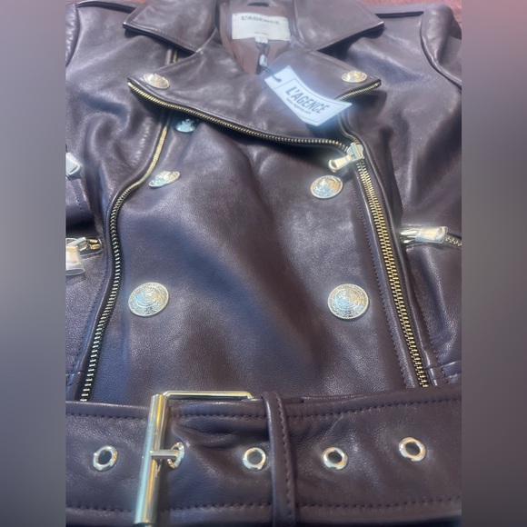 NWT - L’AGENCE Billie Belted Leather Jacket - Size Small - Brown Lambskin - Picture 10 of 16